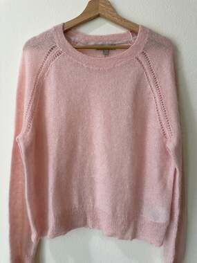 Banana Republic Pink Mohair Wool Sweater XL Openwork Knit
